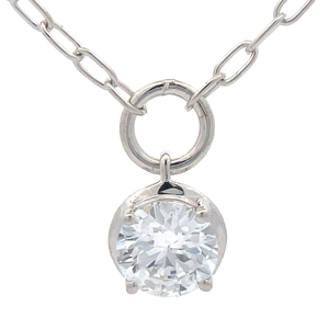 NEW Modern 1.15 Carat Diamond Round Solitaire Paperclip Chain Adjustable Necklace VIDEO