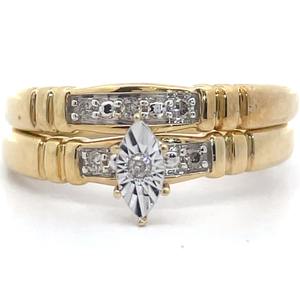 Natural Diamond Miracle Illusion Marquise 2-Piece Bridal Ring Set in Yellow Gold VIDEO
