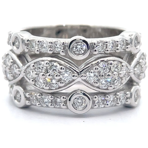 NEW 1.35 Carat Pav Diamond Triple Band Stacked Ring VIDEO