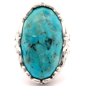 Oval Natural Turquoise Vine & Trellis Filigree Ring VIDEO
