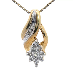 Natural Diamond Flower Love Knot Pendant in Yellow Gold VIDEO