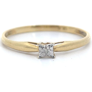 Petite Natural Diamond Solitaire Illusion Miracle Ring in Yellow Gold VIDEO