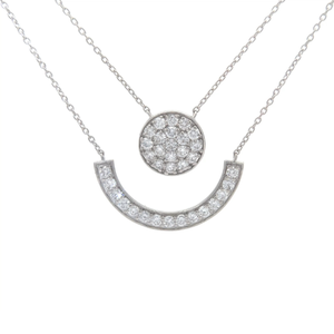 NEW Pav Diamond Deconstructed Sun Double Pendant Layer Necklace VIDEO
