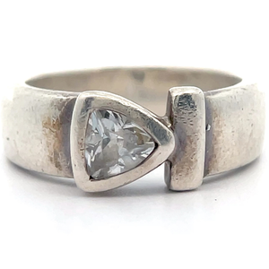 White Stone Bezel Trillion Bezel Wrap Ring VIDEO