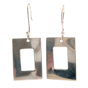 Brightly Polished Geometric Rectangular Frame Dangle Earrings VIDEO