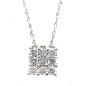0.30 Carat Diamond Square Pendant Necklace in White Gold VIDEO