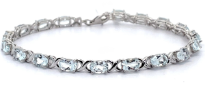 7.64 Carat Oval Natural Aquamarine XOXO Hugs & Kisses Bracelet VIDEO