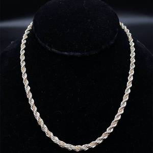 18 Twisted Rope Chain Necklace in Sterling Silver & 18K Yellow Gold
