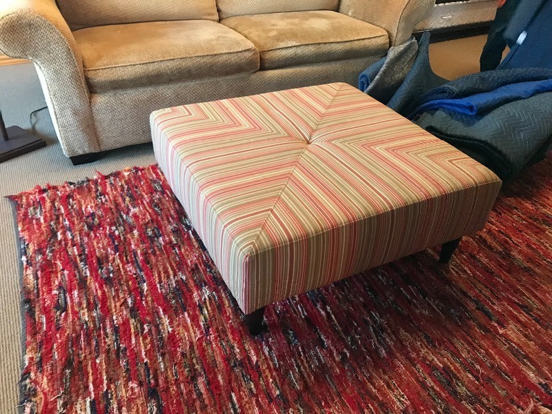 Tri-Colored Cloth Ottoman (Ottoman Only) - Smoke Free