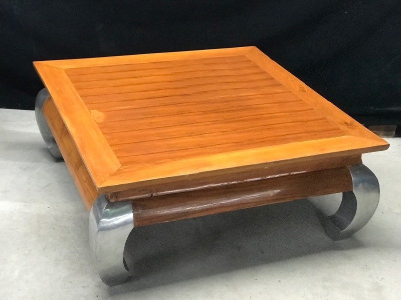Solid Wood Coffee Table with Stainless Steel Legs - (Smoke Free) - Table Only