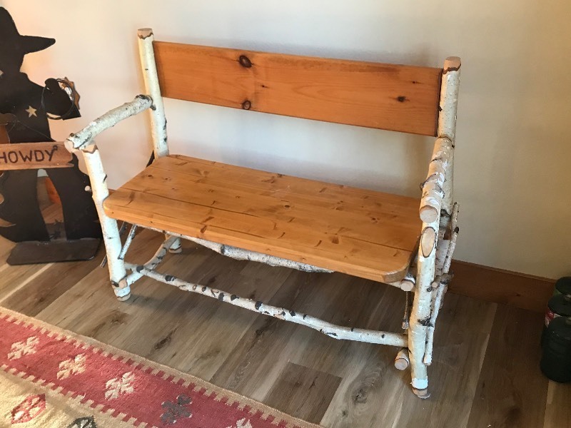 Birch Bark Wood Bench - smoke free&nbsp