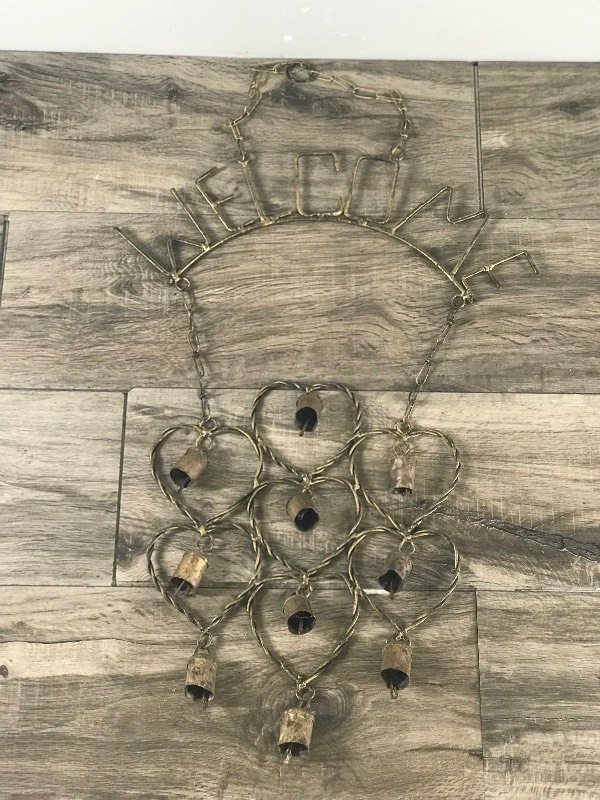 Metal Welcome Hanging Sign with Bells