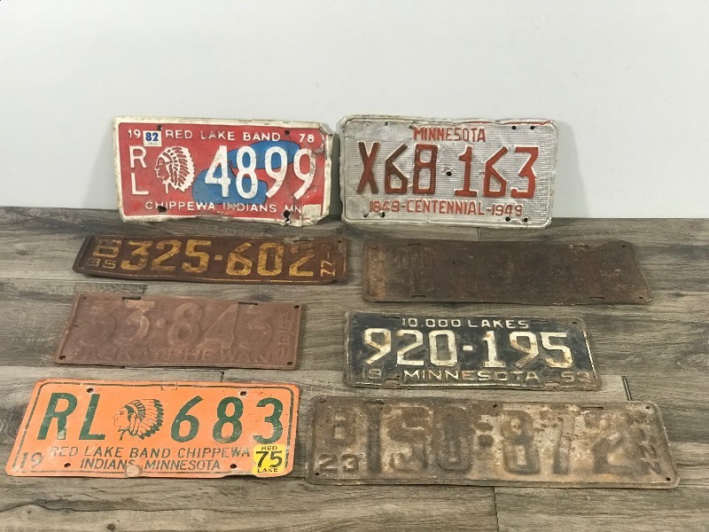 Lot of 8 Collectible License Plates