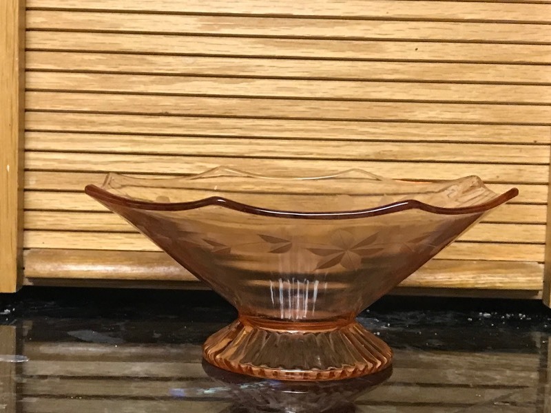 Vintage Pink Depression Glass Bowl - Candy Dish  Salad Bowl
