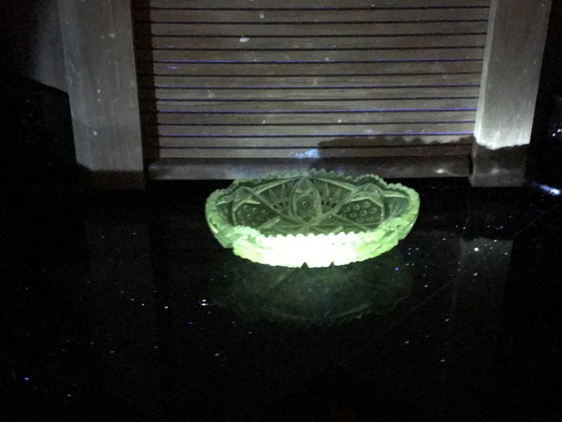 Vintage Uranium Crystal Relish Dish