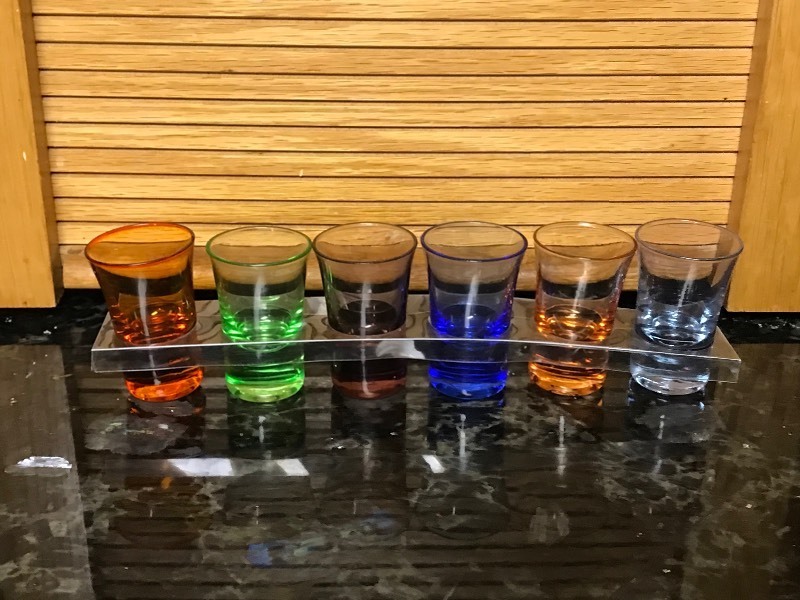 Lot of 6 Multi Colored Shot Glasses