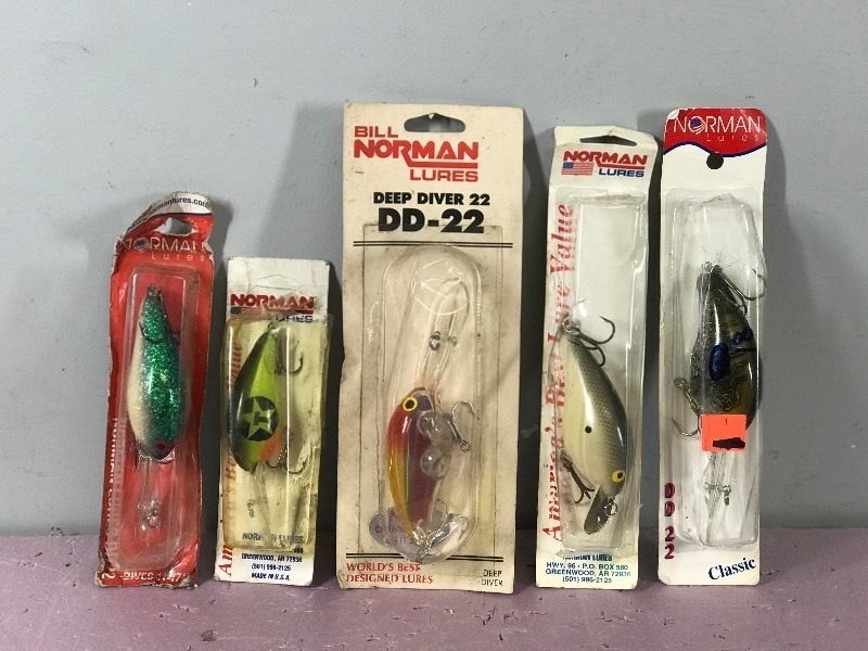 Lot of 5 Norman Fishing Lures in Original Packages