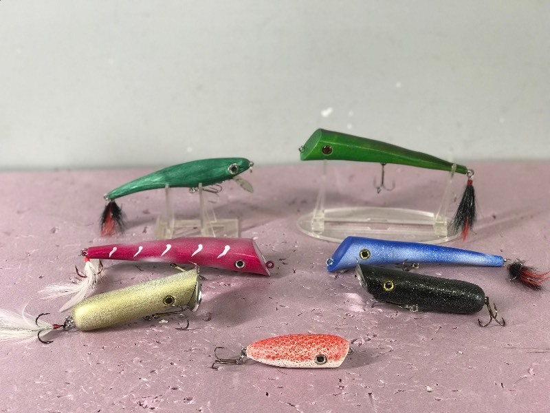 Lot of 7 Homemade Wooden Fishing Lures