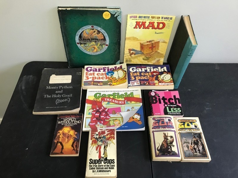 Lot of Books - The Complete Book of Monstrous Beasts - Monty Python and The Holy Grail - Star Trek - Garfield - The Best of H.T. Webster - Raiders of God - MAD Magazine and More