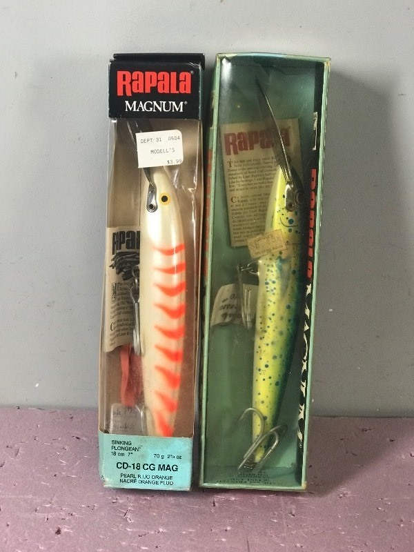 2 - Large Magnum Rapala Fishing Lures in Boxes