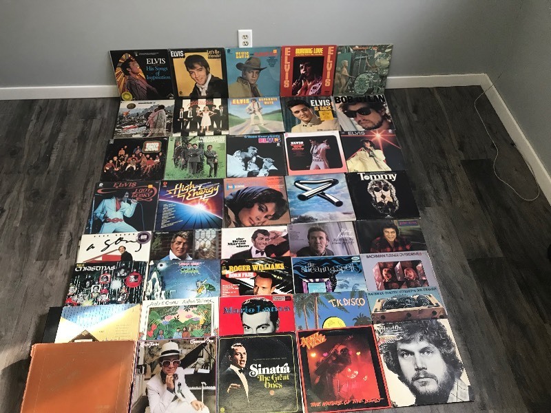 Lot of Music Vinyl Records - Elvis Presley - Elton John - Woodstock - Blood Sweat & Tears - Bachman Turner Overdrive - Dean Martin - Blondie & More