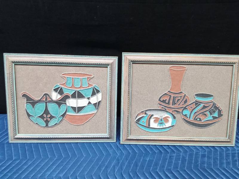 2 Framed sand art pictures