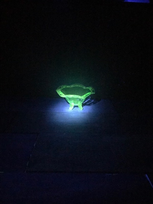 Vintage Green Footed Standing Bowl - Shines Green Under a Black Light