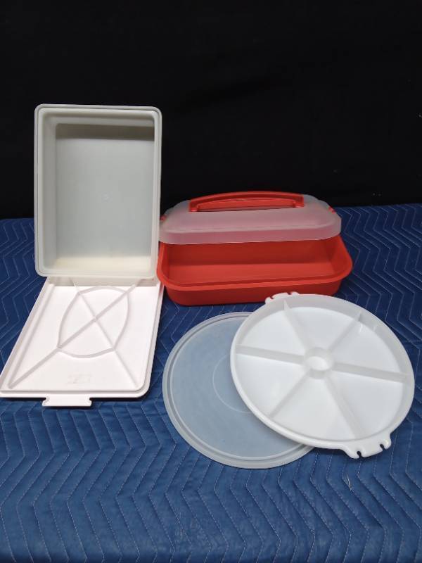2 Dessert containers and 1 relish tray with lids