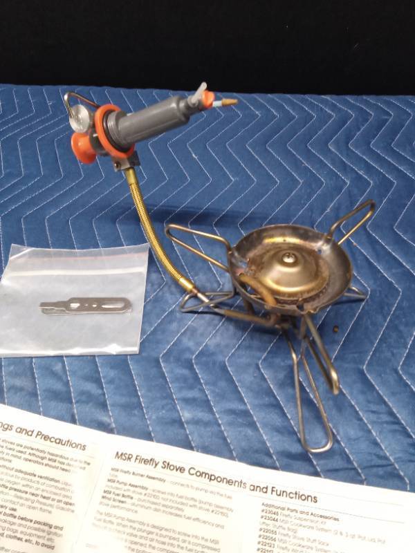 MSR Firefly stove with manuel