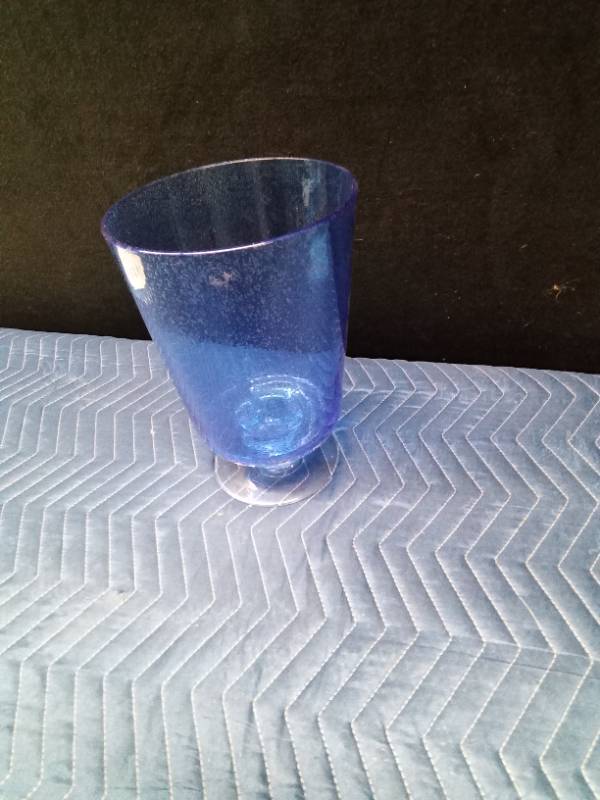 Stephanie Miron Cobalt Blue Bubble glass pedestal bowl vase