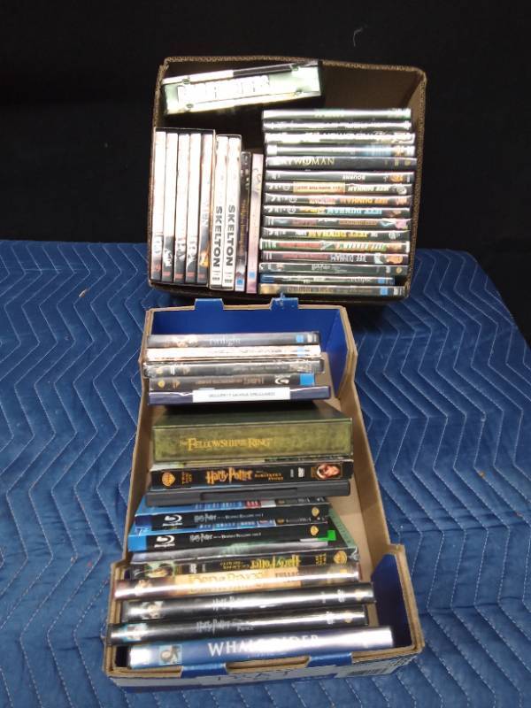 2 boxes of DVDs
