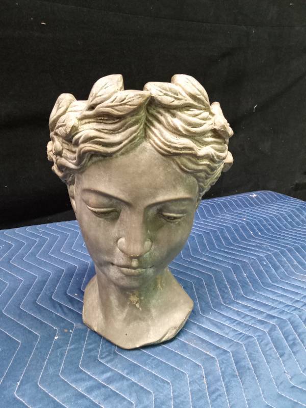 Heavy cement Goddess head planter