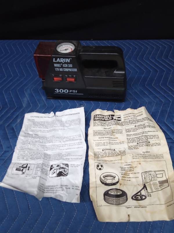 Larin 12v portable air compressor with car plug in