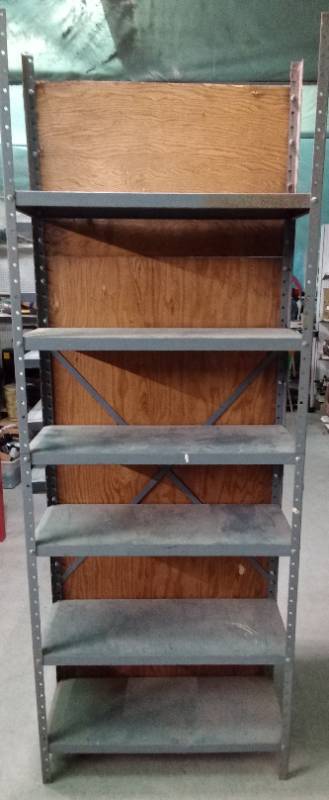 6 Tier metal floor shelf with wood back