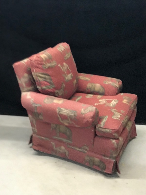 Large Plush Chair with Zebras, Lions, Elephants and Camels on it - smoke free