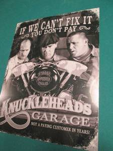 Knuckleheads Garage Metal Sign Measures 12 x 16