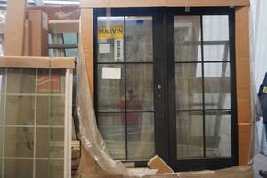 Marvin Patio Style Double Door Black With Grids