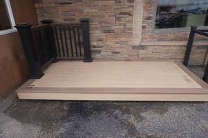 Pre Assembled Weathered Teak & English Walnut Deck With Azek Premier Rail