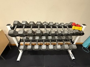 Parabody Hex Dumbbell Set - 15-50 lb, 2-Tier Rack