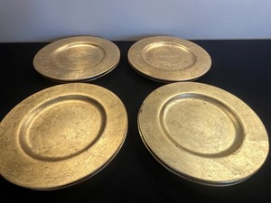 Gold Tone 13.5 Chargers Set of 8 - Not Microwave Safe - Made in Taiwan