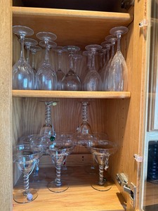 Crystal Twisted Stem Wine Glasses - Clear Faceted Bowls, Elegant Stemware