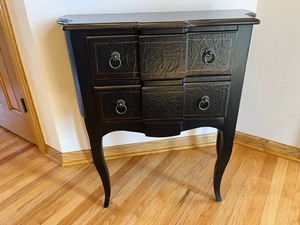 Woodbridge Furniture Hall Console Table - Black Crackle Finish, 6 Drawers, 32x32x16