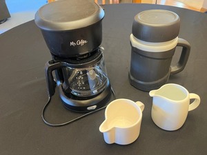 Mr. Coffee Drip Coffee Maker with Glass Carafe - Thermos Carafe & 2 Creamers