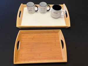 Bamboo Serving Trays with 4 Coffee Mugs Inc The Bamboo Guys