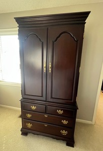 Kincaid Heritage Armoire Wardrobe with Brass Hardware & TV Compartment - contents NOT inc