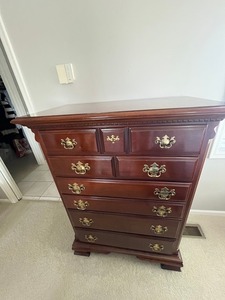 Kincaid Heritage Cherry Mountain Dresser - 8-Drawer, Dark Cherry Finish, Brass Hardware