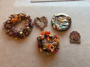 Autumn Wreaths - Sunflower Harvest, Fall Leaves, Welcome Home Sign