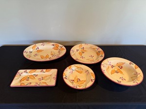 Home Italian Ceramic Dinnerware Set - Leaf & Fruit Pattern, Microwave & Dishwasher Safe