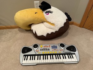 Kawasaki Toy Keyboard with Speakers & Giant Plush Bird Pillow - Two-Piece Set
