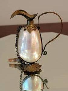 Antique Victorian Mother of Pearl Palais Royal Perfume Bottle Scent Flask